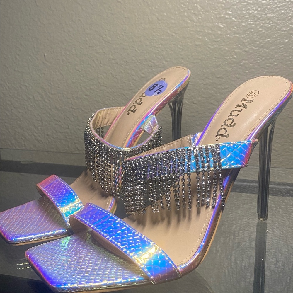 MUDD Iridescent Heeled Sandals